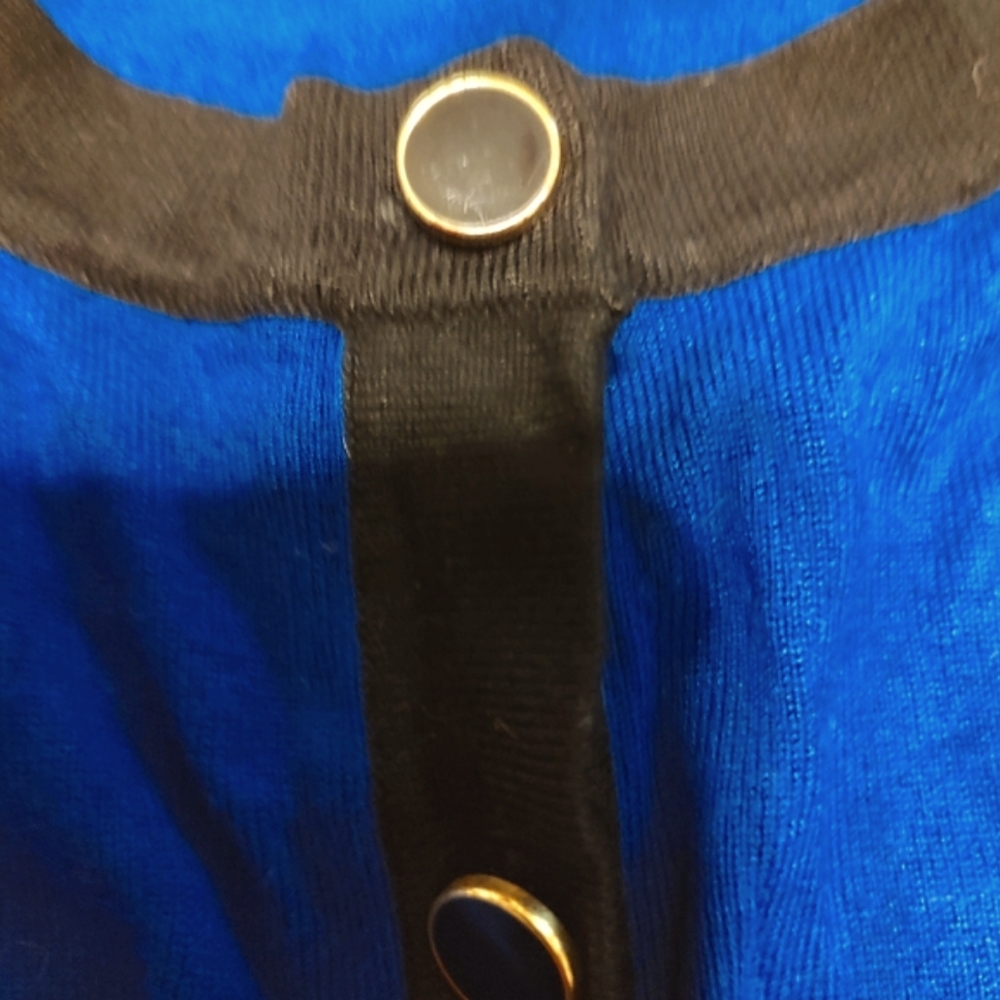 💙 Beautifully Tailored Cobalt Blue & Black Color Block Sweater Cardigan - M - Picture 11 of 12